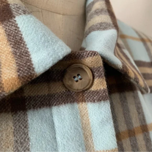 Vintage Doncaster Wool Angora Blend Blue and Brown Plaid Jacket - Picture 3 of 15
